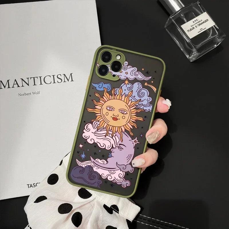 JAMULAR Funny Sun Moon Face Shockproof Phone Case For iPhone 17 16 15 14 13 12 11 Pro Max 7 Plus Mini 17E Matte Candy Back Cover