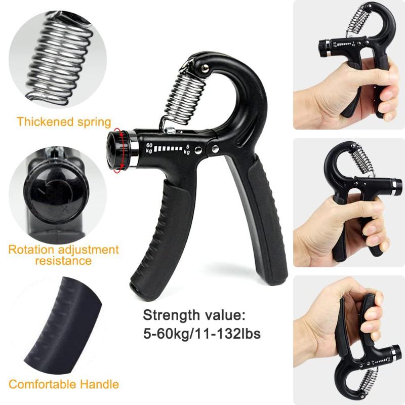 Adjustable Hand Grip Strengthener Kit Non-slip Finger Forearm Trainer Portable for Home Gym Fitness Exercise Use