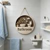 Ornament Bathroom Sign Plate 2D Flat Circle Decorative Plaque  Group Living Area