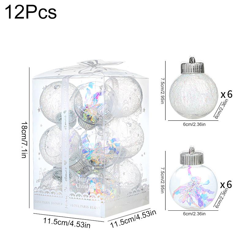 Christmas Transparent Home Decoration Mesh Design Exquisite Christmas Ornaments Venue Decoration Prop 6/12PCS/Set