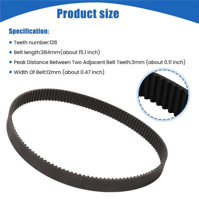 3Pcs 3M-384-12 Drive Belt For Electric Bike E-Bike Scooter Motorcycle-A02G