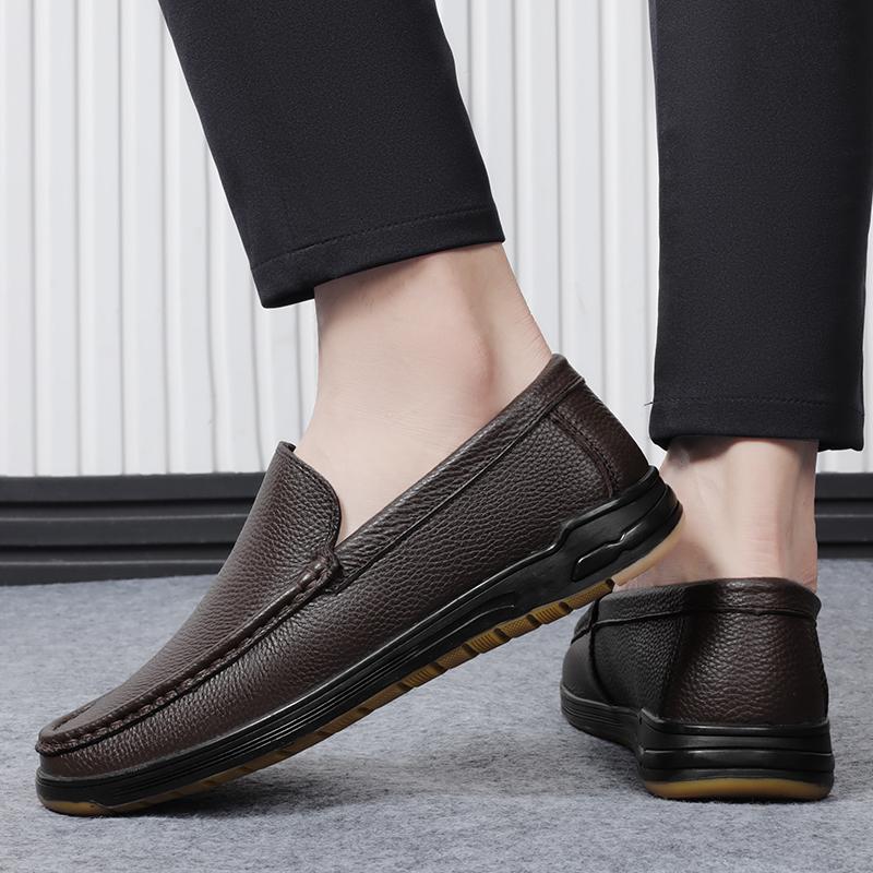 Fashion New Summer Male Casual Shoes Genuine Leather Mens Loafers Comfortable Moccasins Breathable Slip on Flats Classic Boat Footwear