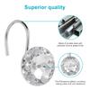 Shower Curtain Hooks 12pcs Acrylic Crystal Shower Curtain Rings Rustproof Round Diamond Decorative Curtain Rings Hooks Shower