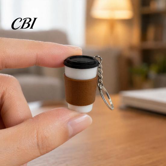 Souvenir Decorative Keychain 3D Printed Cup Clicker Keychain, Squeeze Stress Relief Fidget Toy Toy, Mini Travel Pendant for Backpack Keys Creative Bag