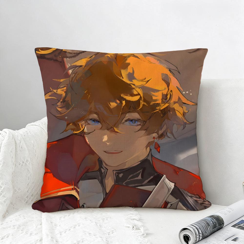 Game Character Tartaglia (Genshin Impact) Cushion Cover Natural Linen Pillowcase Set AllinOne Decor for Sofa Bedroom Chair