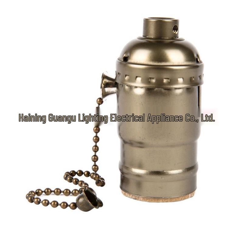 Edison Pull Chain Vintage Lamp Holder Socket, E26/E27 Aluminum Decorative Fixture