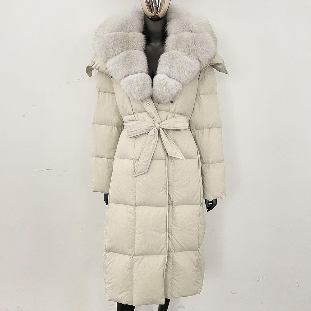 OFTBUY 2024 Winter Women Coat Real Natural Fox Fur Collar Thick Warm Long Jacket Turn-down Detachable Outerwear Streetwear