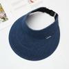 Hat women's new denim empty top hat UV protection large brim sun hat summer big head circumference no top sun hat