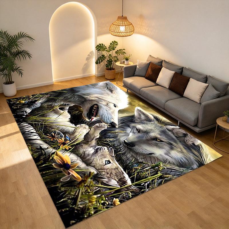 Wolf Family Living Room Nonslip Area Rug Soft Carpet For Bedroom Game Playroom Sofa Office Home Decor Doormat Christmas Gift C9301798