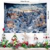 A Christmas Landscape Polyester Tapestry, a Festive Wall Decoration, Suitable for Home, Kitchen and Party Decoration