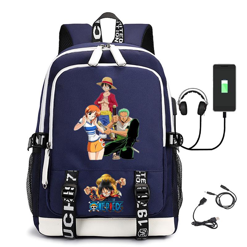 Hot-selling ONE PIECE Luffy backpack usb charging large capacity bag