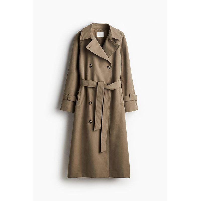 

Женский ветрозащитный плащ HM 2025 Осень Новый Комфорт Двубортный Плоский воротник Длина до щиколотки Длинные рукава Верхняя одежда 1115204 Khaki Green 170/104(L)