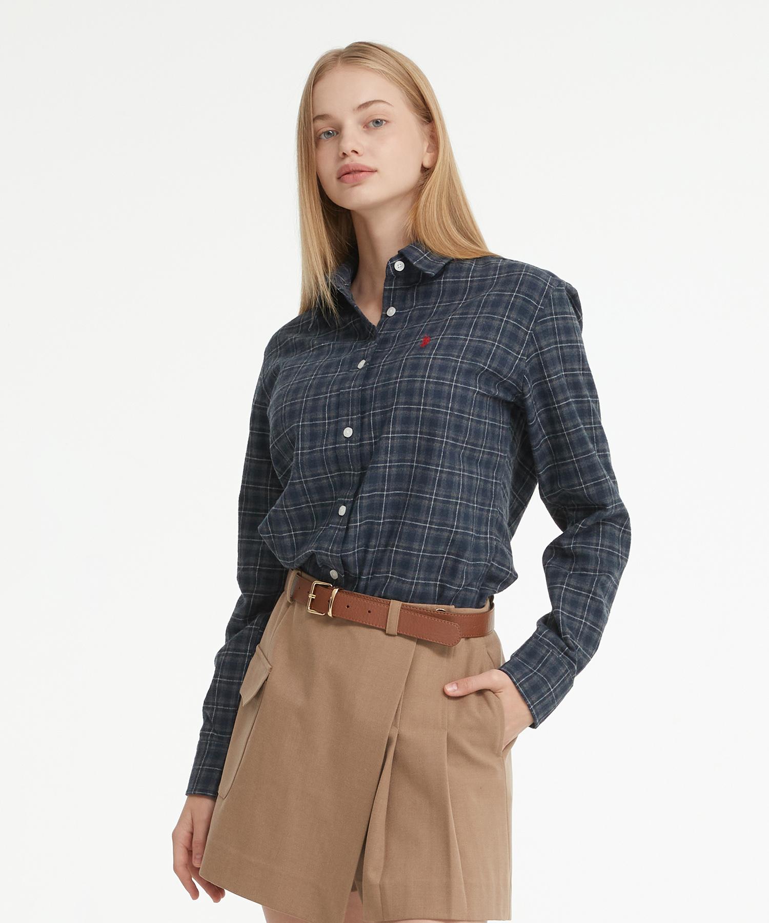 Us Polo Assn Cotton Brushed Shirt_Navy Check Navy Check/105