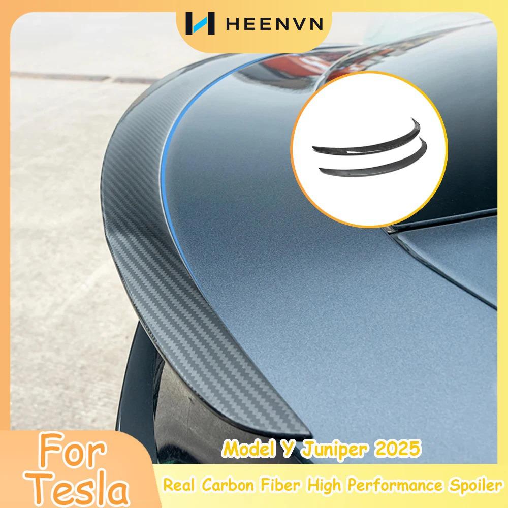 Heenvn For Tesla Model Y Juniper 2025 Real Carbon Fiber High Performance Spoiler Rear Trunk Tail Wings Car Exterior Accessories