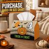 1pc Halloween Vintage Spooky Night Tissue Box with Pumpkin Ghost Skull Fence - Napkin Storage Organizer for Kitchen, Car, Elegant Decorative Box, Purp
