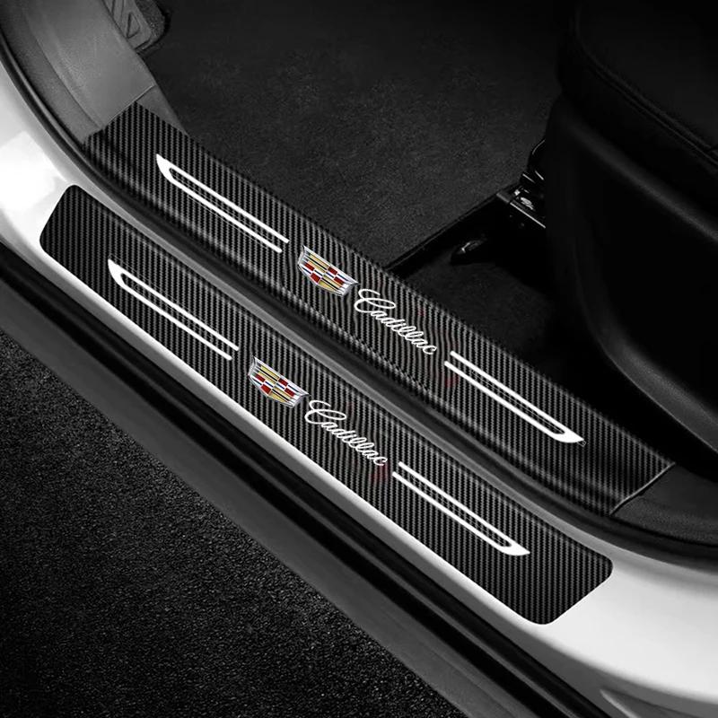 Carbon Fiber Car Threshold Tape Scratch Protection Sticker For Cadillac Escalade CTS DTS STS XTS ATS BLS SLS Deville CT6 XT5 XT6