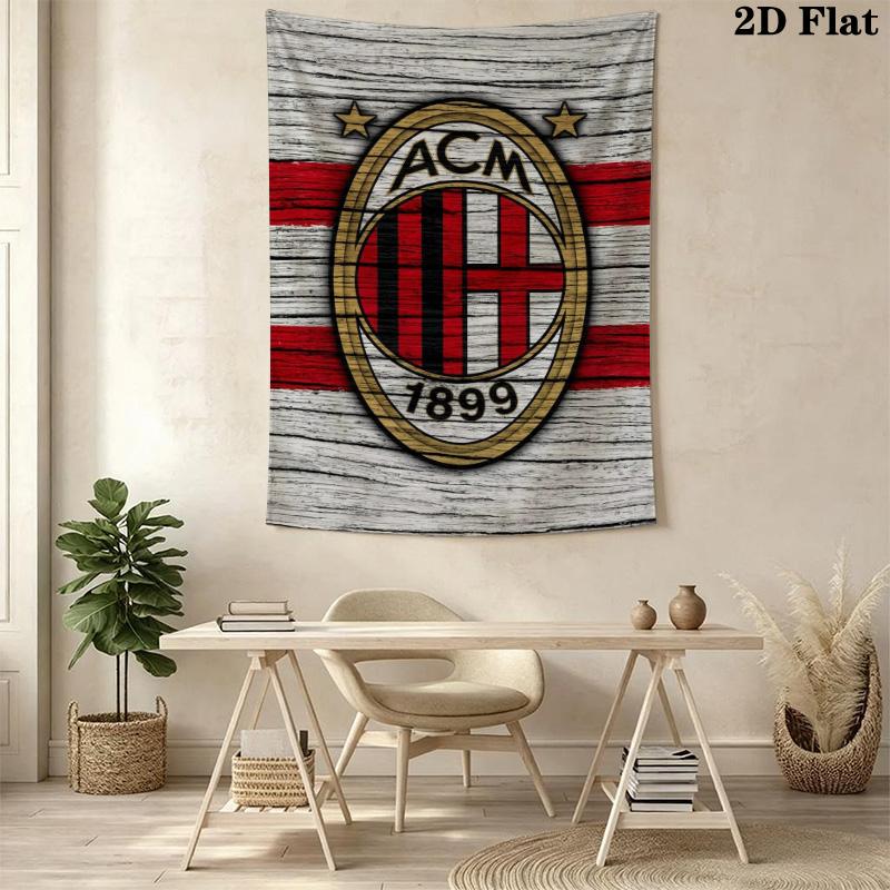 Ac Milan Crest Wallpaper Threepiece Set 1 Duvet Cover 2 Pillowcase Without Core Christmas Birthday Gift Soft And Comfortable