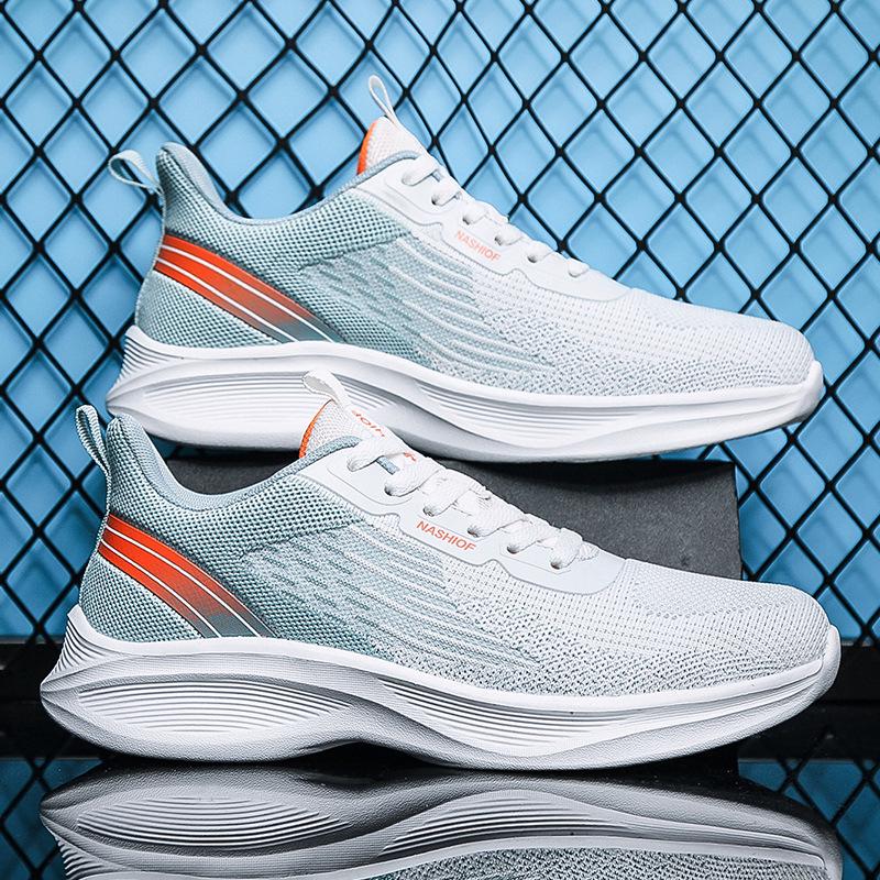 Men's shoes flying woven shoes lightweight running shoes spring and summer low-top mesh breathable casual sports shoes walking shoes