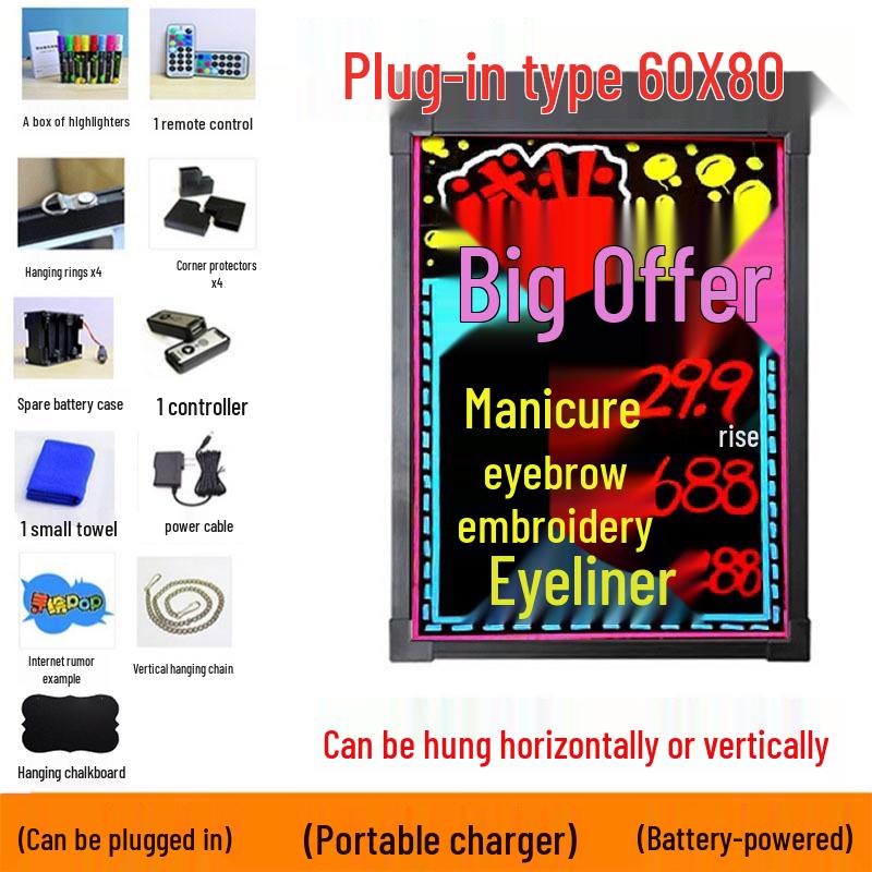 LED Blackboard Stall Display Sign - Luminous Advertising Menu Board