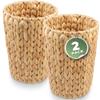 Multiuse Rattan Garbage Basket Modern Weaving Pattern Rattan Trash Can for Home Office Bathroom Kitchen Tight Space