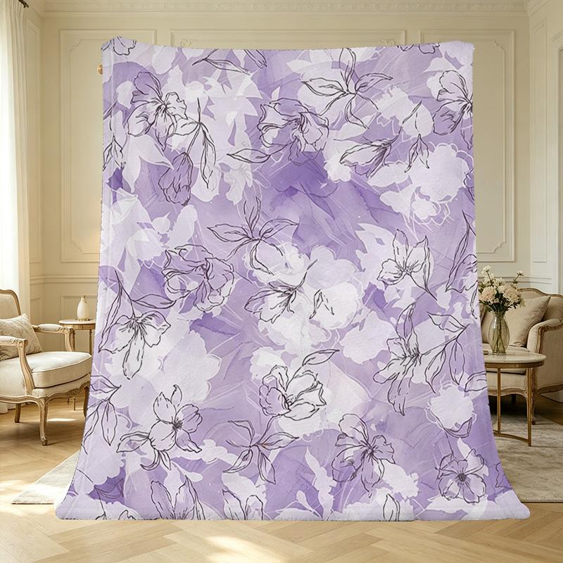 Lightweight Not Bulky Flannel Blanket, Floral Collection Skin-Friendly Soft Warm Throw for Home, Window Seat Decor, Christmas & Halloween