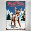 Rudolph the Red-Nosed Reindeer Metal Tin Sign Vintage Christmas Wall Decor Snowy Landscape Evergreen Trees Decoration for Home B