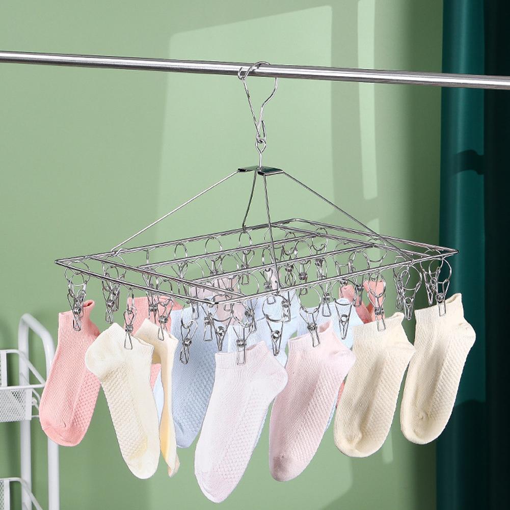 Stainless Steel Windproof Clothespin Laundry Hanger Clothesline Sock Towel Bra Drying Rack Clothes Peg Hook Dryer Sock Rack