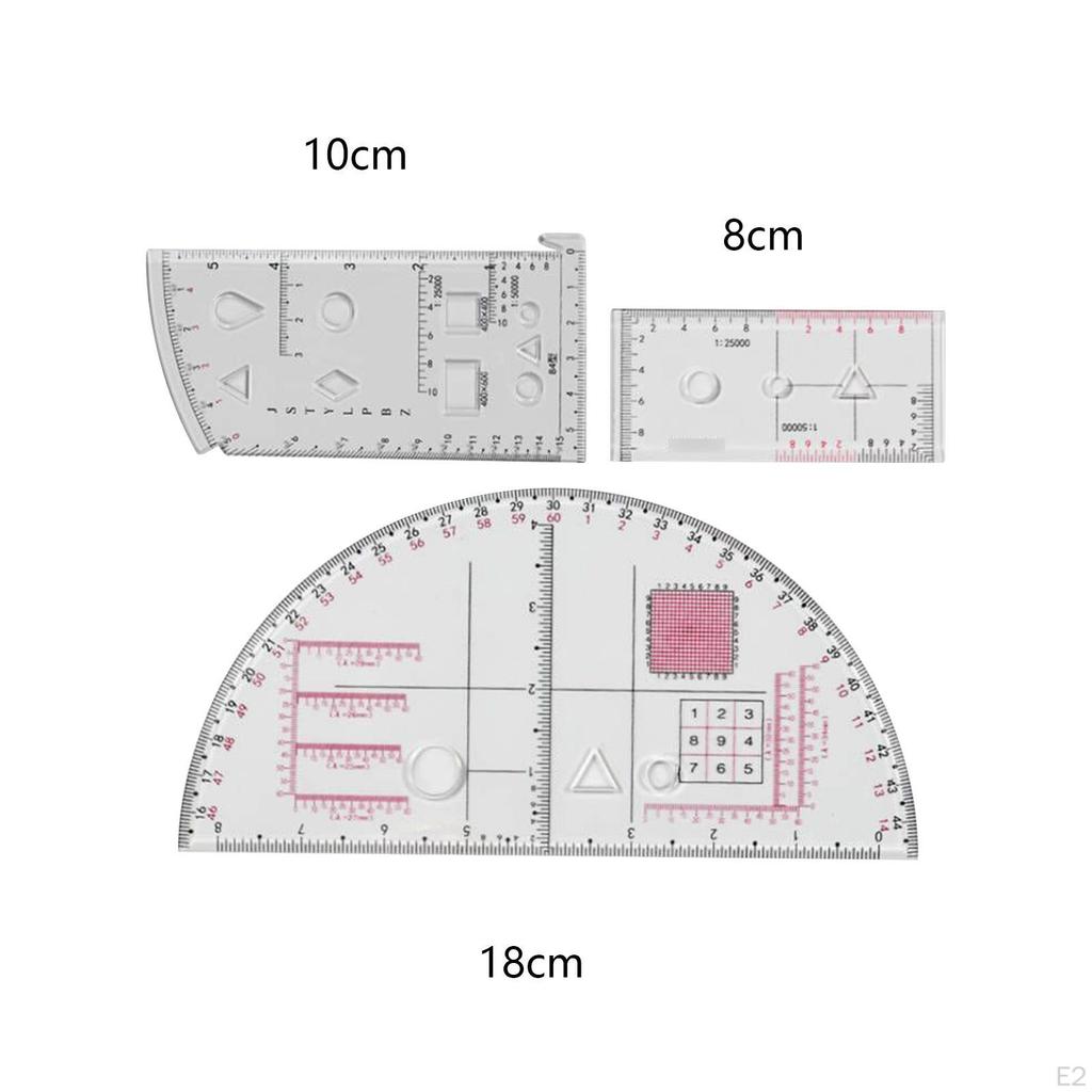 3 Pieces Protractor Multifunctional Learning Tool Half Round for Home Outdoor Gifts
