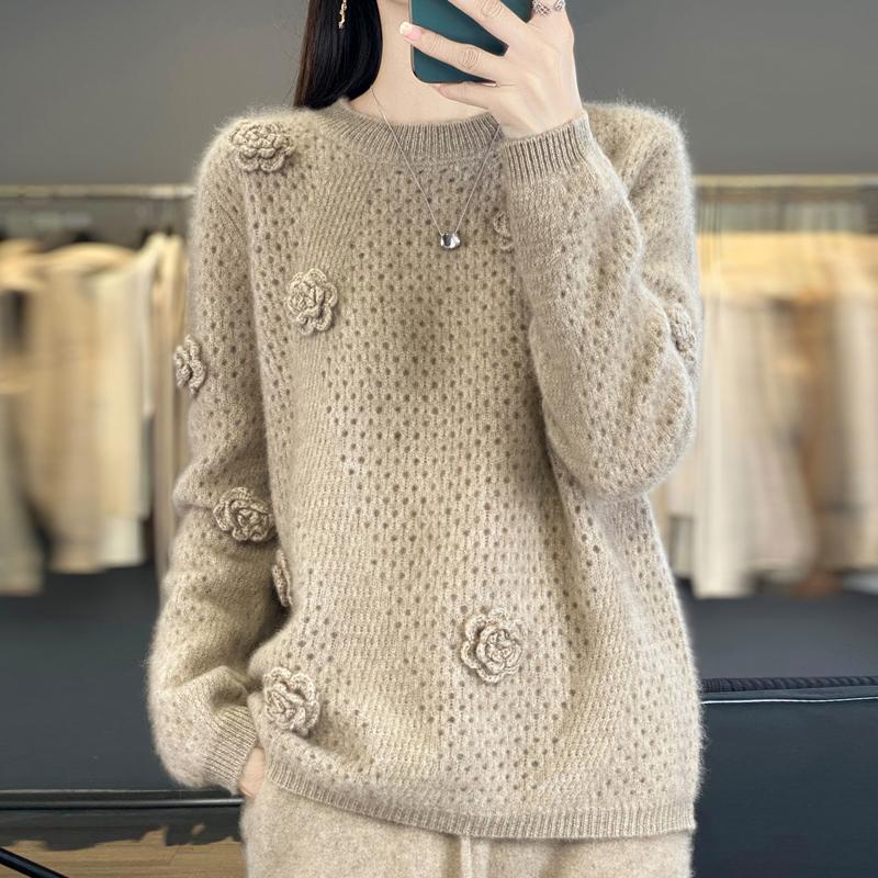 Women Sweater 100% Wool MODERN NEW SAGA O-neck Knit Pullover Thick Winter Jumpers Female Knit Tops