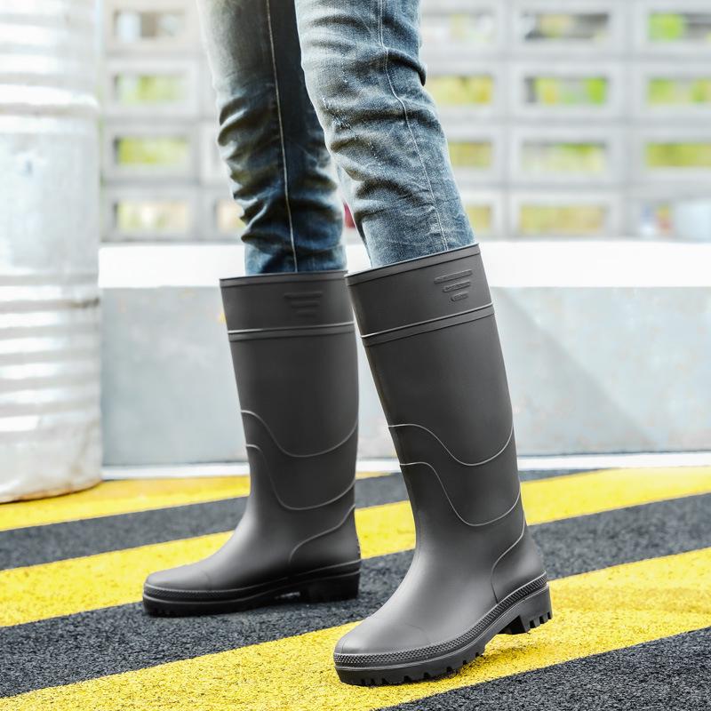 Men's Waterproof High-Top PVC Rubber Boots: Mid-Calf Rain & Construction Labor Protection Shoes