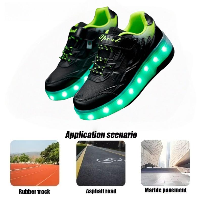 LED Lights Kids Roller Skate Shoes Deformation Boys Girls Sneakers With 2 Wheels Sport Outdoor Parkour Children Adults Sneaker