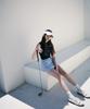 Candini Sky Blue Checkered Mini Skirt