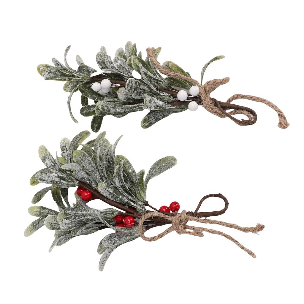 4PCS Artificial Mistletoe Pick 9.1 Inch Xmas Hanging Fake Mistletoe Ornament Decorations for   Xmas Tree Wreath Holiday Decoration