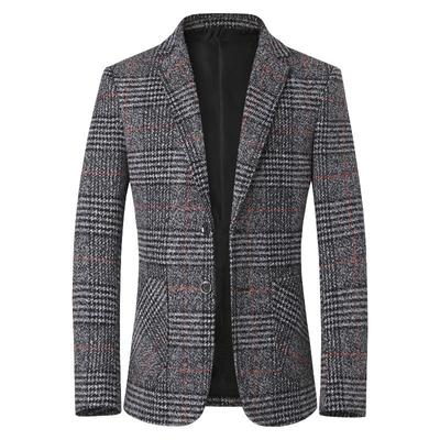 Men Blazer Fashion Plus Size Casual Male Plaid Suit Jacket Spring Autumn Long Sleeve Business Dress Coat