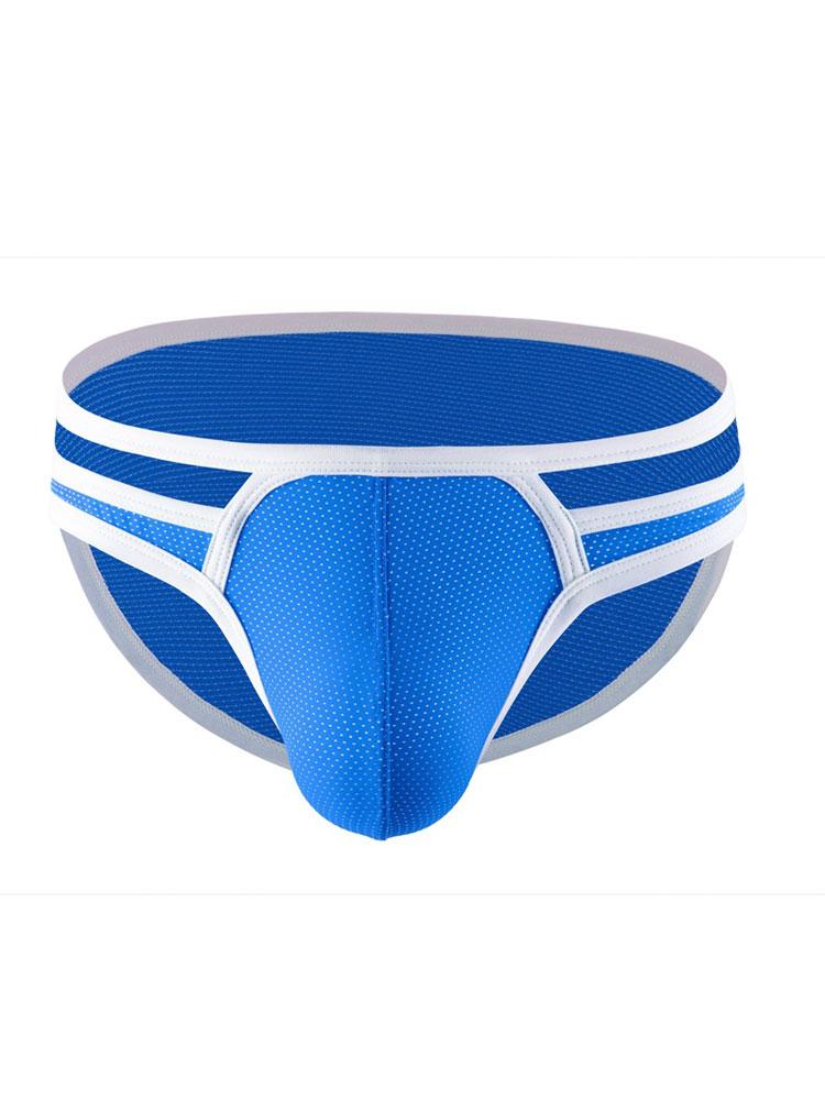 Men'S Low Waist Panties Patchwork Bikini Underwear Sexy Hollow Out Breathable Man Briefs U Bulge Pouch Sheath Underpants