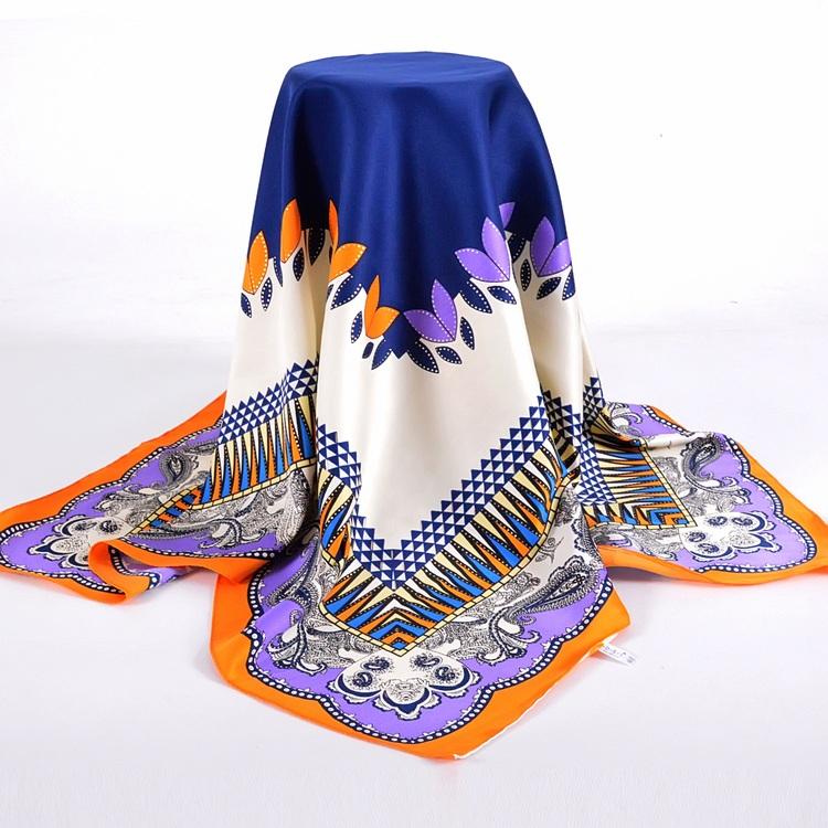 High Quality Silk Scarf Printed  New Arrival  Women Accessories 90*90cm Square Scarves Wraps Golden-plating Design Scarfs