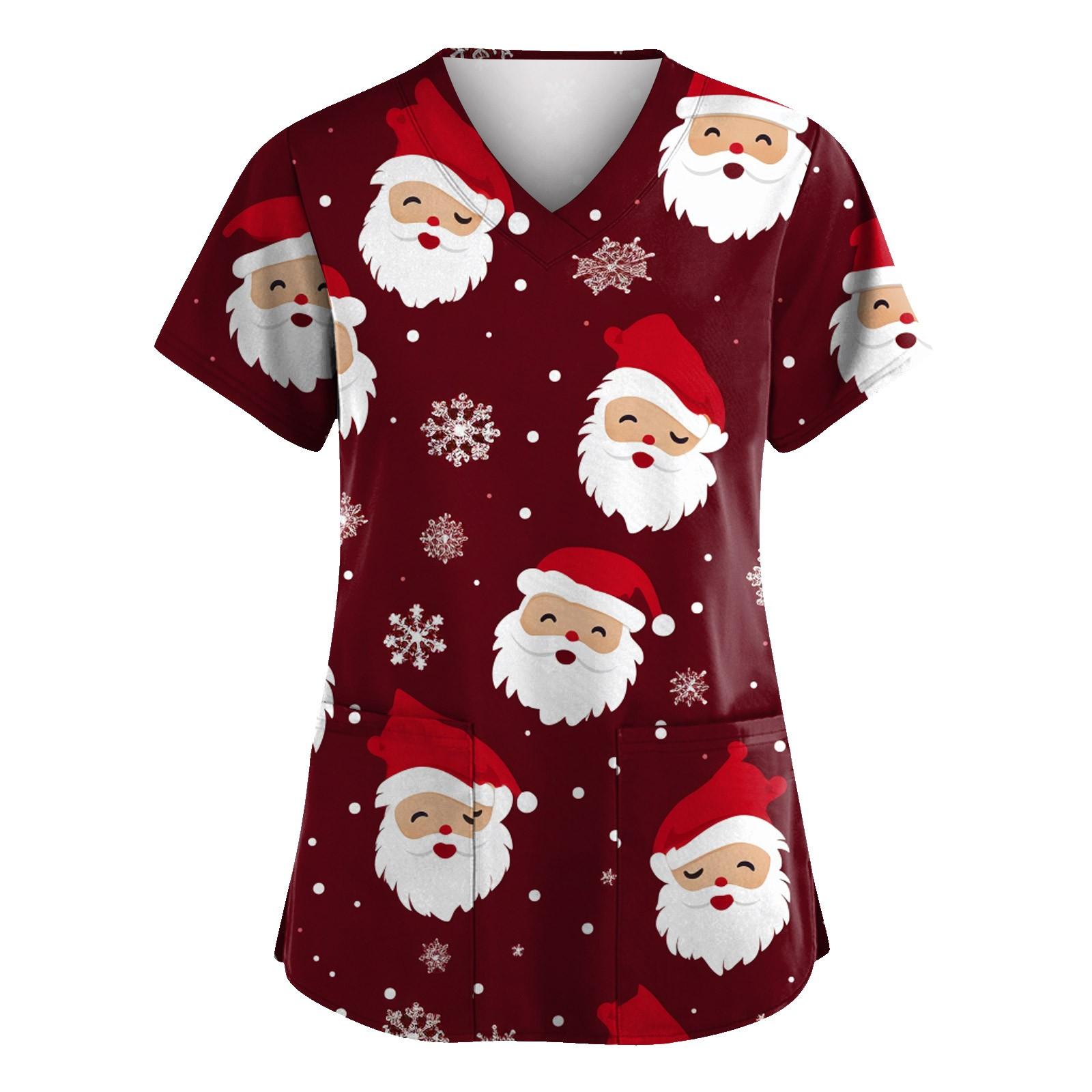 

Жіночий модний робочий одяг з V-подібним вирізом і короткими рукавами з принтованими кишенями L білий