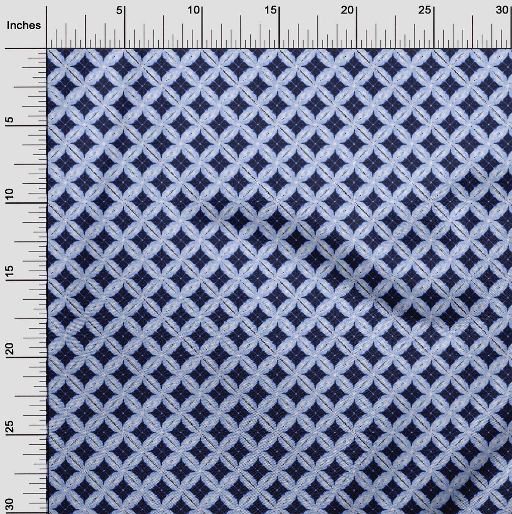 oneOone Cotton Flex Blue Fabric Asian Shibori Quilting Supplies Print Sewing Fabric by The Yard 40 Inch