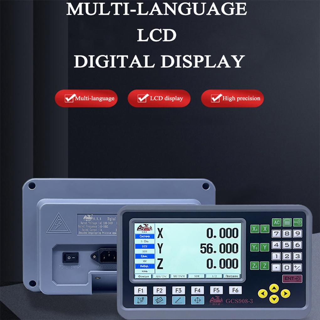 GCS908-3 Multilingual 2/3 Ax-is Milling Lathe LCD DRO Digital Readout Display GCS908-2 Display For TTL Linear Scale Displacement