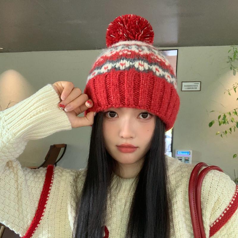 Women Knit Hat Acrylic Material Breathable Windproof Winter Fashionable Autumn