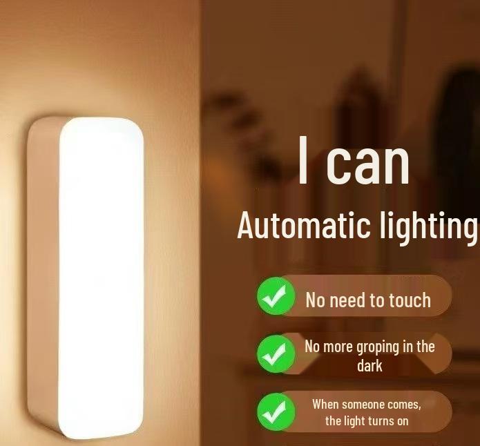 Intelligent Induction Night Light: Rechargeable Press-On Lamp for Dorms, Bedside, and Camping with Eye Protection