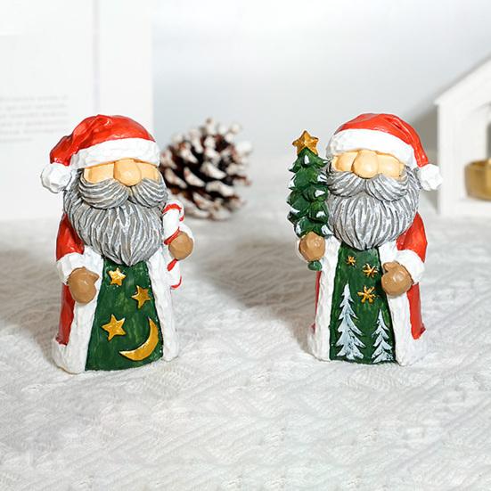 Santa Claus Snowman Resin Figurine Christmas Tabletop Decoration for Home Office Desk Festive Holiday Gift