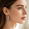 Silver-Tone Dangle Earrings with Visible Blue Veining, Electroplated Copper Hoops and Hinged Openings for Coordinated Everyday Outfit Wear