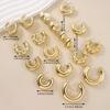 New gold personality exaggerated CCB earrings creative circle earrings set pair