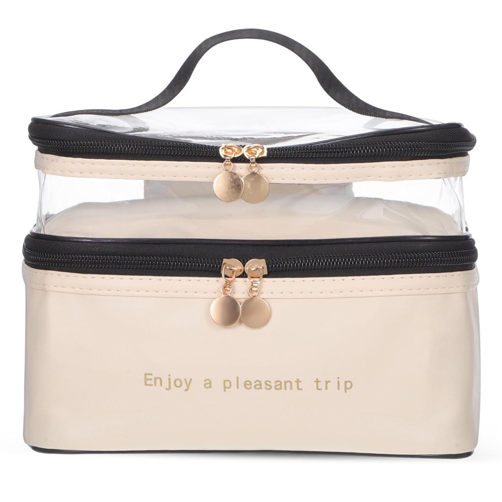 Frcolor Makeup Travel Cosmetic Travel Toiletry Large Capacity Cosmetic Cosmetic Storage Makeup Travel Toiletry Travel Pouch Pouch, Bag, Double-Layer