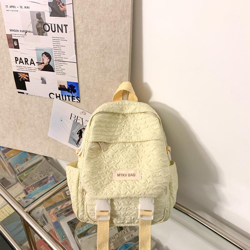 Adorable Candy Color Backpack with Korean Pendant - Milky Macaron Shades for Students