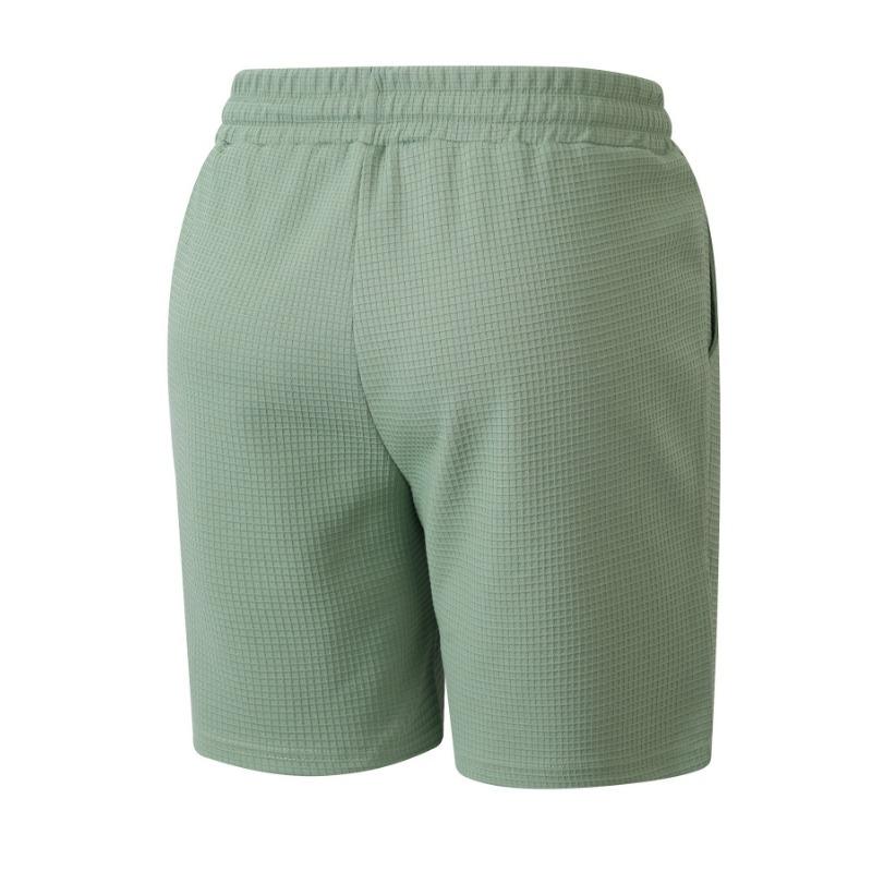 Mens Solid Color Waffle Drawstring Pockets Casual Straight Summer Shorts