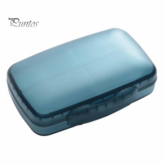 

Коробка для таблеток с 8 сетками, классифицированный пыленепроницаемый футляр для таблеток большой емкости с независимым отделением для путешествий темно-синий