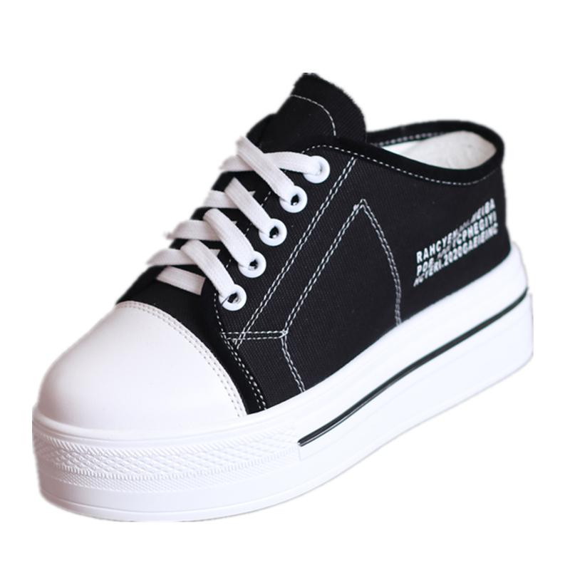 Fashion Cover Toe Shoes Womens Slippers Outdoor Pantofle Slides Fashion Increased Internal Platform 2025 Summer Luxury Fabric Canvas