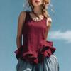 Women's Ruffle Hem Tank Top Casual Sleeveless Blouse Loose Linen-Like Camisole Summer Irregular Hem Vest Tops Multiple Colors